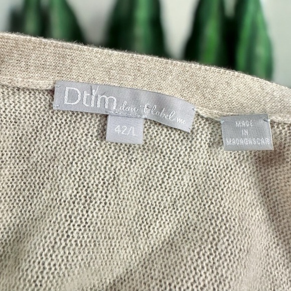 Dtlm Don’t Label Me 100% Cashmere Heathered Tan Short Sleeve Button-Up Cardigan - Picture 2 of 14